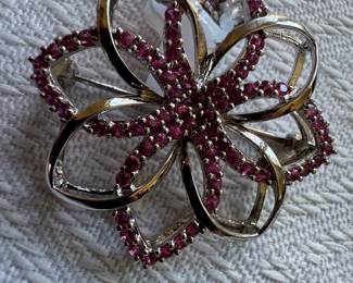 14K Gold Clasp & Ruby Studded Brooch