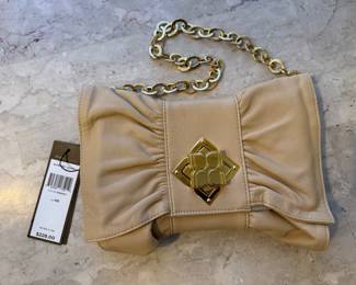 Women's BCBG Max Azria Bow Leather Flap Lock Chain Strap Shoulder Handbag - Tagged