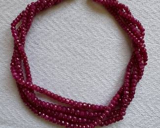 14K Gold Clasp & Ruby Lace Necklace