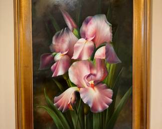 Framed Original Oil on Canvas Floral Still Life Unsigned (33"W x 45"H)