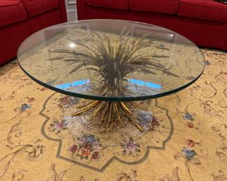 Sheaf of Wheat Glass Top Coffee Table (Top - 36"D x 18-1/2"H)