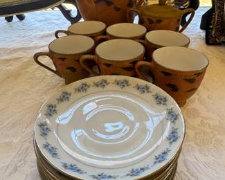 Vintage Japanese Bamboo Covered Tea Set (16pc)