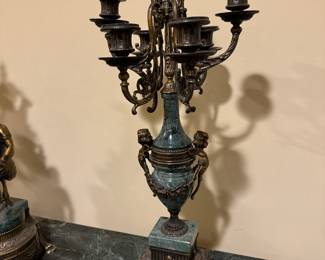 Brevettato Bronze and Marble 7 Arm Candelabras (2 Total)