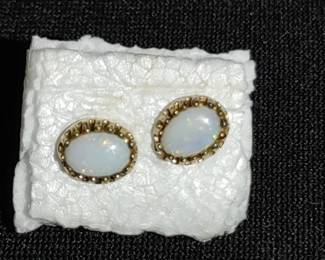 Genuine opal earrings in gold-plated setting