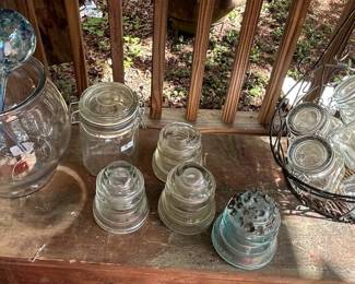 Vintage glass jars insulators and more