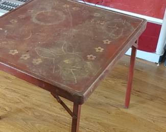 1950s all metal children's folding table features cartoon characters