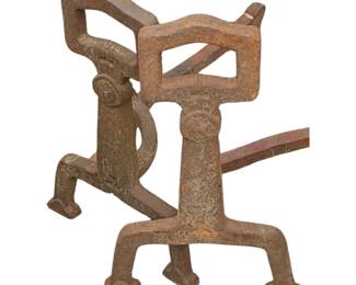 Early Arts & Crafts Keyhole Andirons