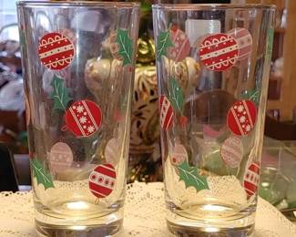 Vintage Christmas ornament water glasses