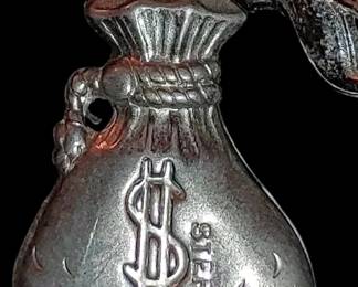 sterling silver necklace with unusual vintage charms sterling silver Greyhound and sterling silver Charm sack of money