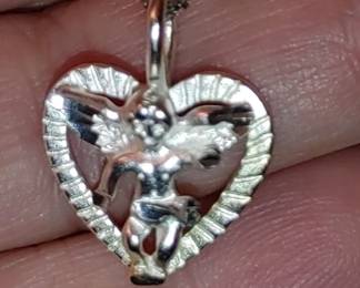 Sterling silver cherub necklace pendant