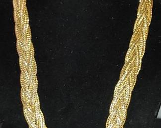 Gold tone 1980's braided necklace and bracelet