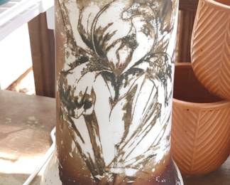 Victorian Bristol Ware vase orchids