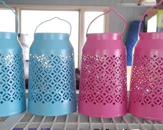 Blue and pink Garden hanging Lantern candle lights