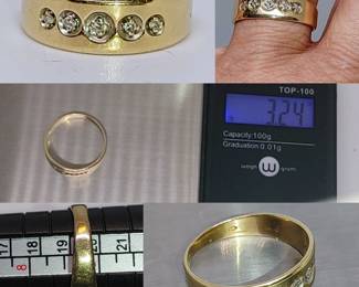 Vintage 10kt Gold band with 5 diamonds
Size 9