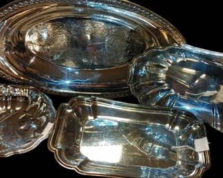 Silver Plate serving dishes nut dish candy dish bread server