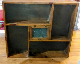 Big pine shelf with glass door