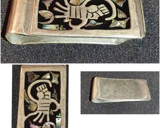 Sterling silver mother of pearl Vantage Mexico money clip