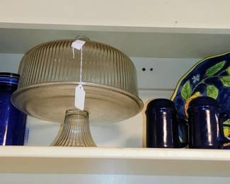 Cobalt canisters dome cake plate & more