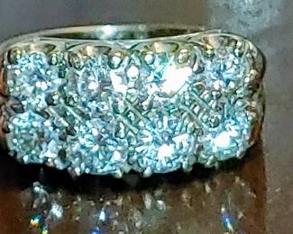 14kt white Gold Splendor Diamond ring -2 rows 8 large diamonds. Splendor diamonds are some of the most beautiful diamonds in the world. These are genuine diamonds they are not lab created