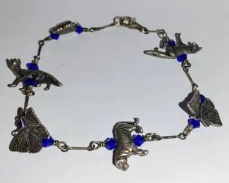 Sterling silver bracelet with animals