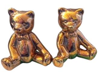 Gold-plated porcelain bear ornaments