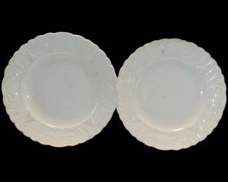 1868 Thompson's Old Liverpool Ware" 2 scalloped edge desert plates beaded and scalloped edges over 100 yrs old