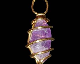 Necklace w/ 2" Caged Real Amethyst Pendant