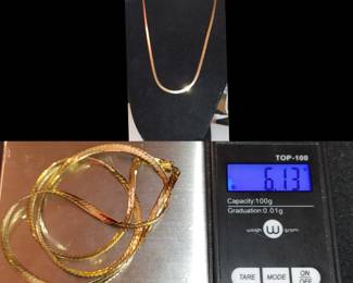 Gorgeous 16inch and cut herringbone necklace 14 karat. Hallmarked Design Italy
Double safety clasp
6.13 grams
