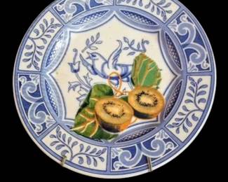 Set of seven different Bluebird Italian fruit plates