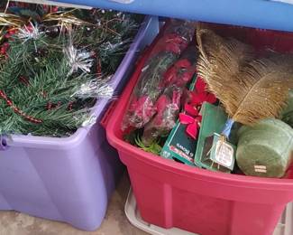 Large tubs of greenery and floral items