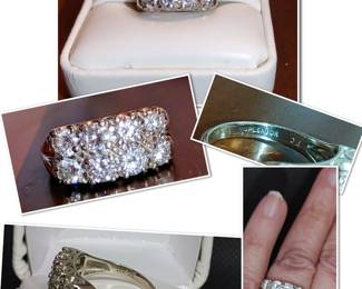 Gorgeous SPENDOR Signed 14kt White Gold TWO Row Eight Diamond Anniversary Band Size 7