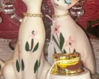 Vintage Mid century modern long neck cat figurine's