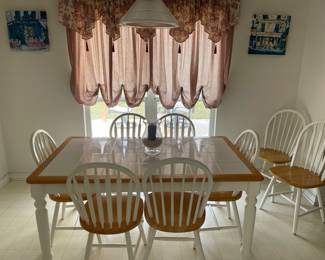 TILE TOP TABLE WITH 8 CHAIRS AND LEAF