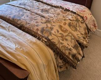 High quality custom drapery panels in printed linen and silk, lined and inter-lined 