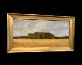 S JOHNSTON, ORIGINAL MIXED MEDIA ON CANVAS, SIGNED, CUSTOM FRAMED, 12 1/2 HIGH BY 22 1/2 WIDE