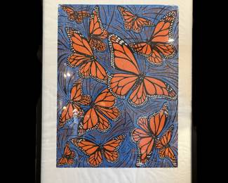 JIM JEANSONNE, AMERICAN, LOUISIANA, 1941-2022, LE VOL DES PAPILLONS, SERIGRAPH, 2015, 40 HIGH BY 31 WIDE 