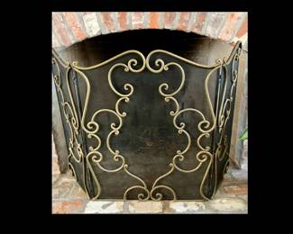 HAND WROUGHT SOLID BRASS FIRE SCREEN 
