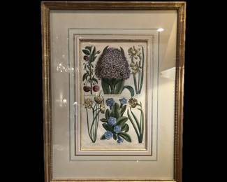 COLORED COPPER PLATE ENGRAVING, CUSTOM FRAMED, 25 1/2 HIGH BY 19 1/2 WIDE