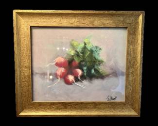 ORIGINAL PASTEL ON PAPER STILL LIFE SIGNED “JOLBERT” , CUSTOM FRAMED, 12 HIGH BY 15 WIDE