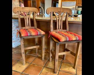 PEGGED CONSTRUCTION 20TH CENTURY BAR STOOLS, 45 HIGH BY 20 WIDE BY 18 DEEP