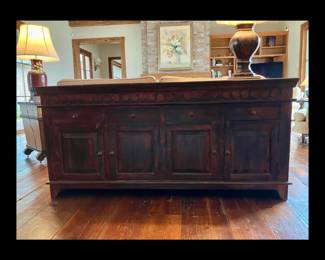 20TH CENTURY CONSOLE, 33 HIGH BY 71 WIDE BY 17 1/2 DEEP