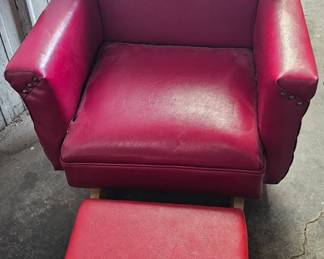 VINTAGE CHILDS CHAIR AND OTTOMAN