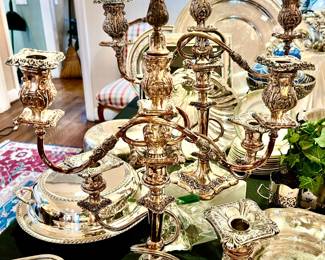 Beautiful pair of Silver candelabras with accessories.