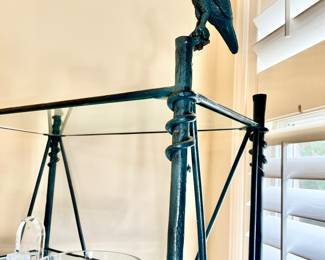 This wrought iron etagere is simply amazing! Three birds adorn. Loaded with crystal so the light can shine through!