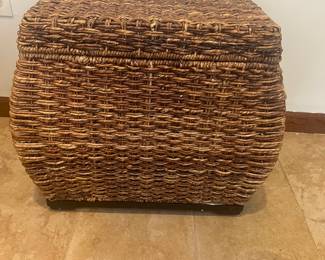 Rattan storage ottoman