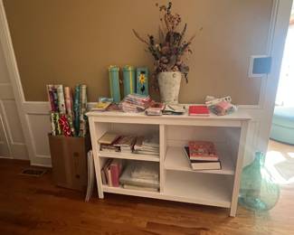 White bookcase & gift wrap