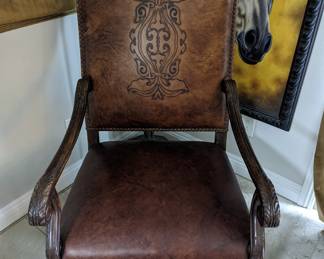 Leather Chair W Embroil