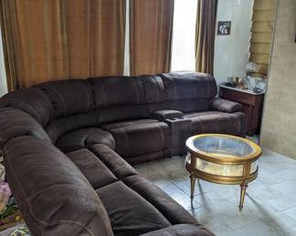 Large Suede Recliner Couch