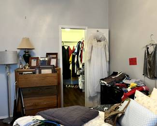 chests, wedding dress, pillows, lamps, men's and women's clothes