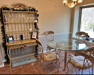 Matching dining set and wine rack, martini shaker, crystal